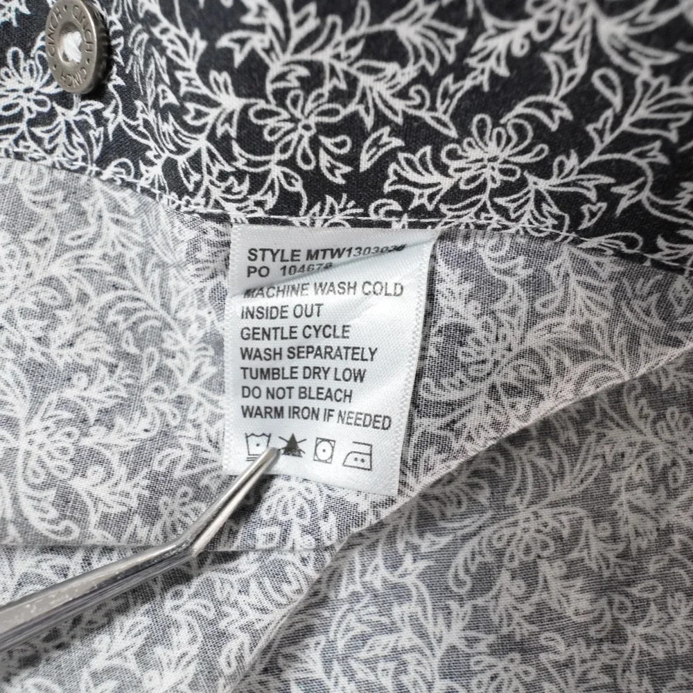 Cinch Pearl Snap Western Shirt Mens M Black Floral Paisley Modern Fit MTW1303036